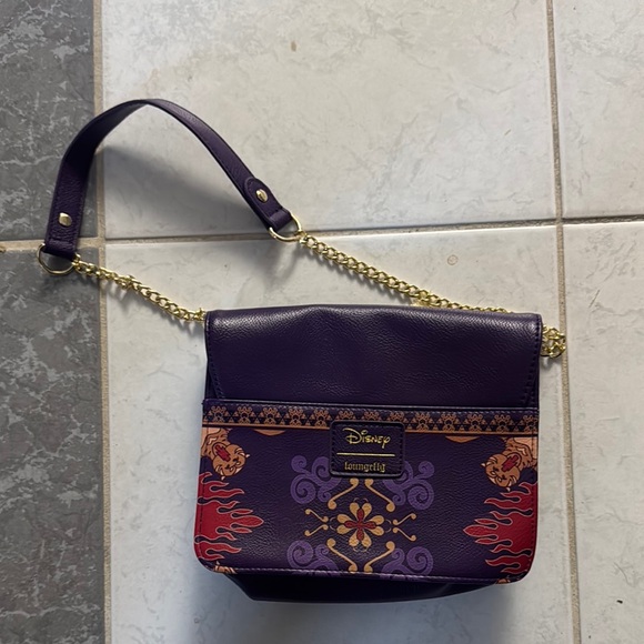 Loungefly Purple and Gold Crossbody Bag with Embellishments - Picture 2 of 3